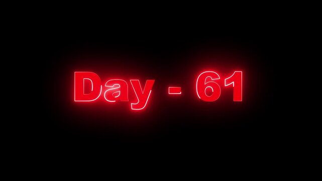 Glowing red neon text Day 61 on black background for daily countdown or challenge tracking