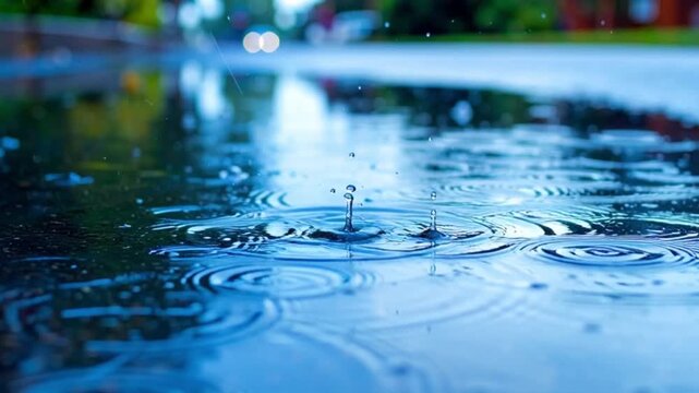 Regentropfen in blau