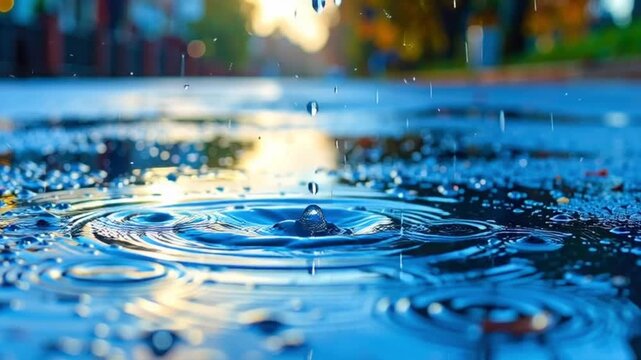 Regentropfen in blau