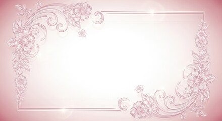 Floral Frame with Soft Pink Background.