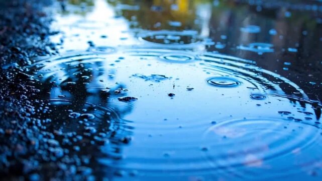 Regentropfen in blau