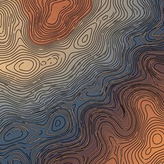 Obraz premium Abstract topographic map pattern with intricate contour lines in warm and cool gradient colors, creating a dynamic and textured visual.