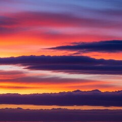 Obraz premium Spectacular and colorful twilight sky with dramatic layers of clouds illuminated by the setting sun, creating a vibrant natural scene, nature, purple, clouds