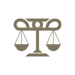 Scales of Justice Icon Symbolizing Law, Legal Balance, Fairness, Equality and Judicial Judgment