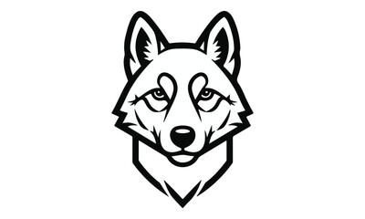 Bold Black and White Stylized Wolf Head Illustration © Pemburu