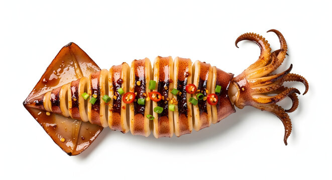 Taiwanese night market grilled squid with smoky glaze