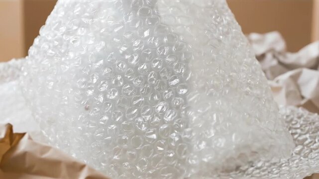 Delicate items find a sanctuary within the embrace of protective bubble wrap, nestled amidst soft packing paper, signifying a careful packaging for safe transportation.