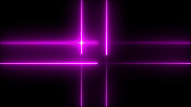 Abstract Glowing Blue Neon Grid with Intersecting Light Lines on Black Background
