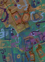 Abstract image for printing. Picture for modern interiors. The picture is painted by hand on a tablet. © neurostructure