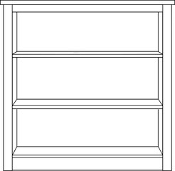 Obraz premium Minimalist three-tier bookshelf vector outline for interior design and organizational planning.