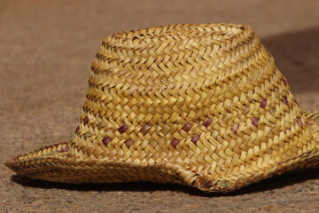 Close-up of a woven straw hat