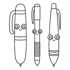 outline pens set isolated