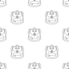 outline backpack seamless pattern