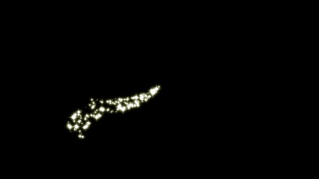 Shiny glowing fairy twinkle stars with on black screen flat vector glitter sparkle particles, blinking star flashes, smooth motion loop, and transparent overlay effects