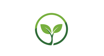 Obraz premium A green sprouting seedling illustration within a circular frame symbolizing growth and harmony with nature