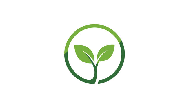 A green sprouting seedling illustration within a circular frame symbolizing growth and harmony with nature