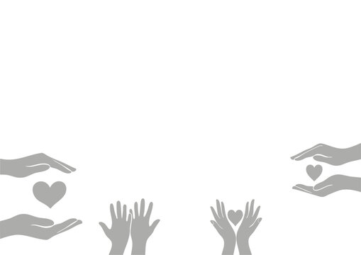 Hands reaching out with hearts symbolizing love and support, mother's day illustration