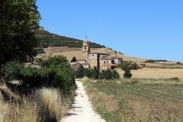 Fototapeta premium Entering Castrojeriz with Iglesia de San Juan visible in July 2024