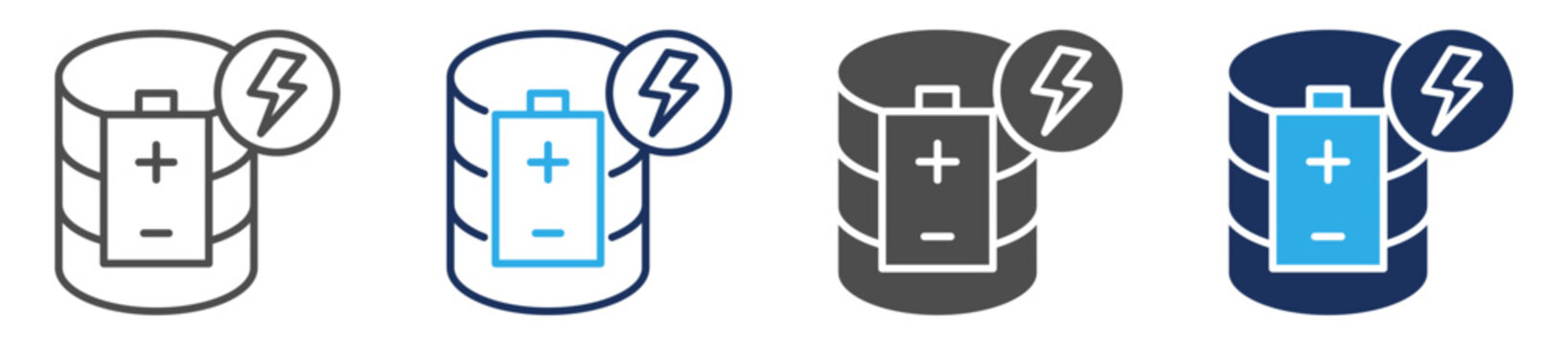 energy storage system icon sheet multi concept