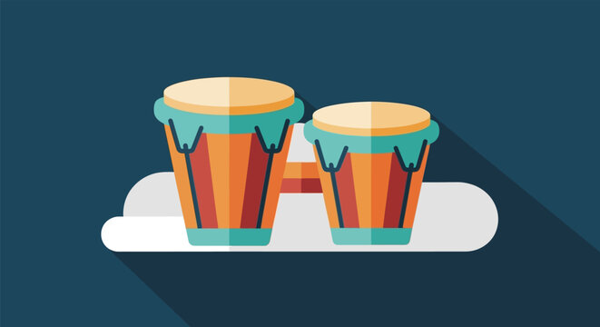 Bongo Drums Musical Instruments Vector Illustration.