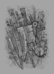 Abstract image for printing. Picture for modern interiors. The picture is painted by hand on a tablet. © neurostructure