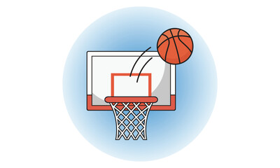 Basketball Ball Flying into Hoop Net, Sport Vector Illustration © Iwan.creates