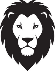 Black and white stylized lion head silhouette logo design vector graphic icon element