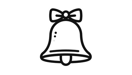 Black outline illustration of a bell topped with a bow, perfect for festive holiday designs and icons