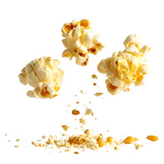 Fototapeta premium Falling Popcorn with Corn Kernels on Transparent Background