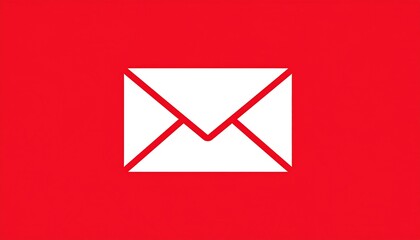 A white envelope icon on a vibrant red background, symbolizing communication and messages. Clean and minimalist design