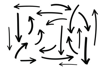 Fototapeta premium A complex network of arrows pointing in multiple directions on a white background