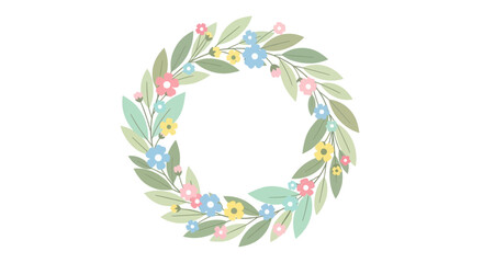 Obraz premium Floral Wreath with Colorful Flowers and Leaves.