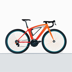 Obraz premium Orange and black racing bicycle with blue accents on white background