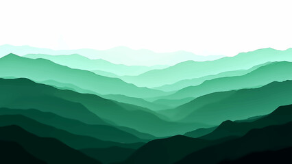 Obraz premium Vector Emerald mountain layers, capturing a mesmerizing landscape, offering a serene, tranquil vibe, with the natural beauty and the subtle textures creating a sense of peace and contemplation. Design