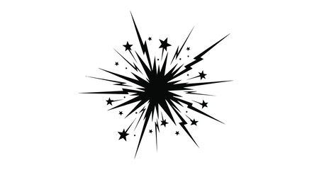 A striking black explosion design with radiating lines and scattered stars presented as a silhouette high quality professional detailed modern elegant © CreativeAlim02