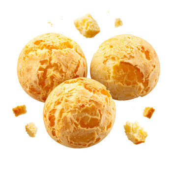 Delicious Brazilian Cheese Bread Floating on Air, Isolated on Transparent Background