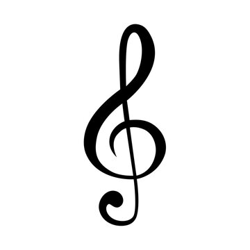 Treble clef music symbol icon, G clef. Vector isolated on white background. Perfect for music education, sheet music, posters and design projects.