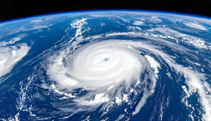 Earth's atmosphere showcasing a massive rotating hurricane