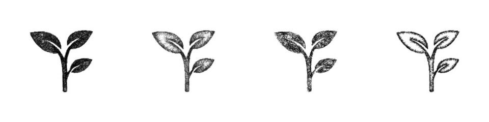 Fototapeta premium Sketch sprout leaf icon design set