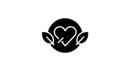 Obraz premium Heart Logo with Leaves and Stethoscope.