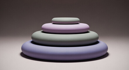 Stacked colorful rounded cushion pedestals