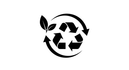 Obraz premium Recycling Symbol with Arrows and Leaf.