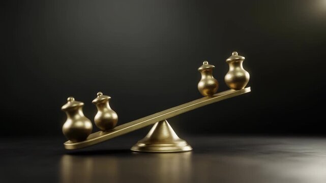 Golden Scale Balancing Act - A Visual Metaphor for Equilibrium and Imbalance.