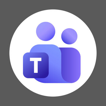 White circular icon background of Microsoft Teams, collaborative workspace and video meeting application, official logo of corporate communication software