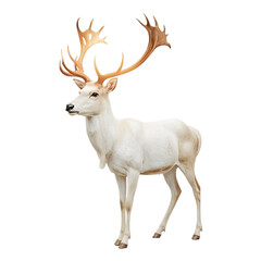 Obraz premium Majestic deer stands in full view with large rack of brown antlers