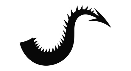 A striking black silhouette of a mythical dragon with a long serpentine neck and wings silhouette high quality professional © Asikder02