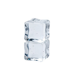 Obraz premium Two transparent ice cubes stacked on top of each other on a white background