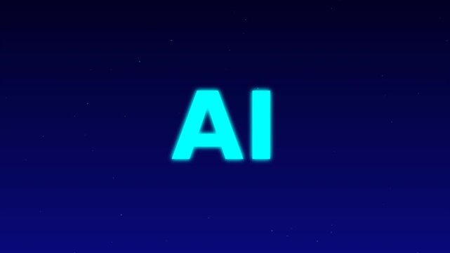 Bold cyan AI letters glow on a deep gradient night lit sky with stars, suggesting futuristic wonder