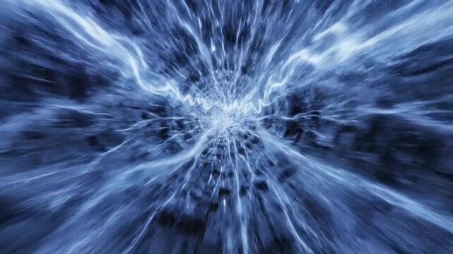 Abstract depiction of a blue and white light burst with radiating lines against a dark background, conveying a dynamic and energetic mood.