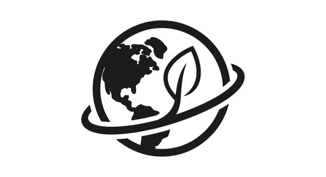 Globe with Leaf Environmental Logo Design.
